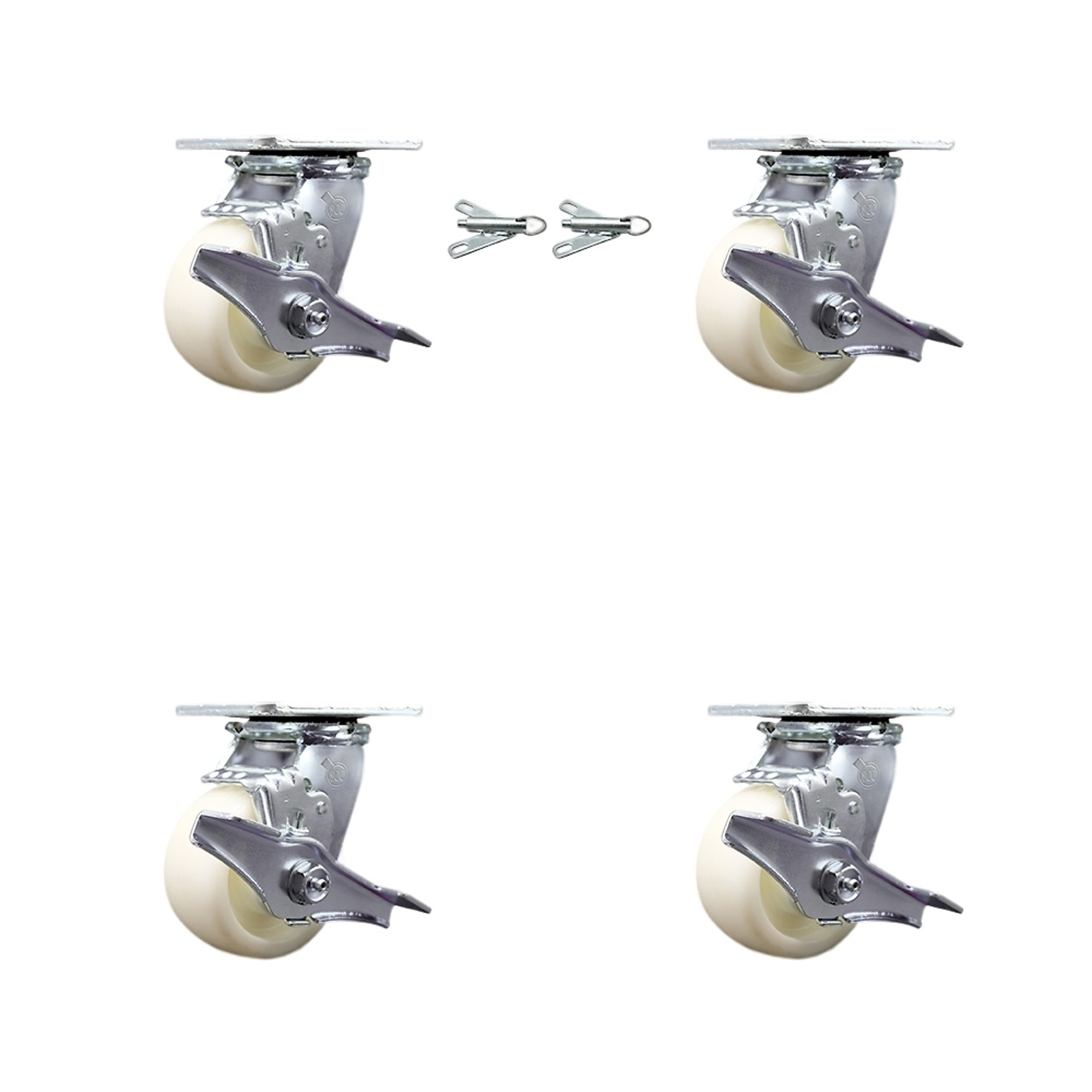Service Caster, 4in. x 2in. Plate Casters, Wheel Diameter 4 in, Caster Type Swivel, Package (qty.) 4, Model# SCC-30CS420-NYR-TLB-BSL-2-TLB-2